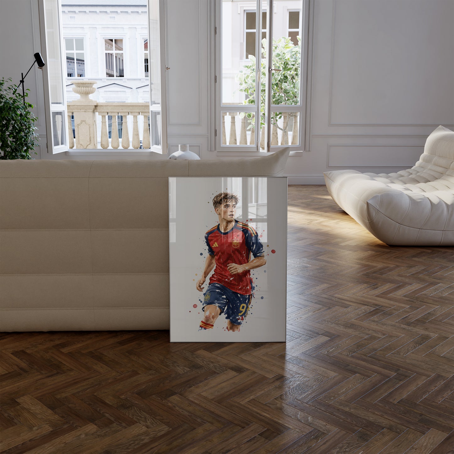 Fußball Poster Spanien Spieler · Geschenkidee · Aquarell Sport Wandbild · Deko Print ohne Rahmen