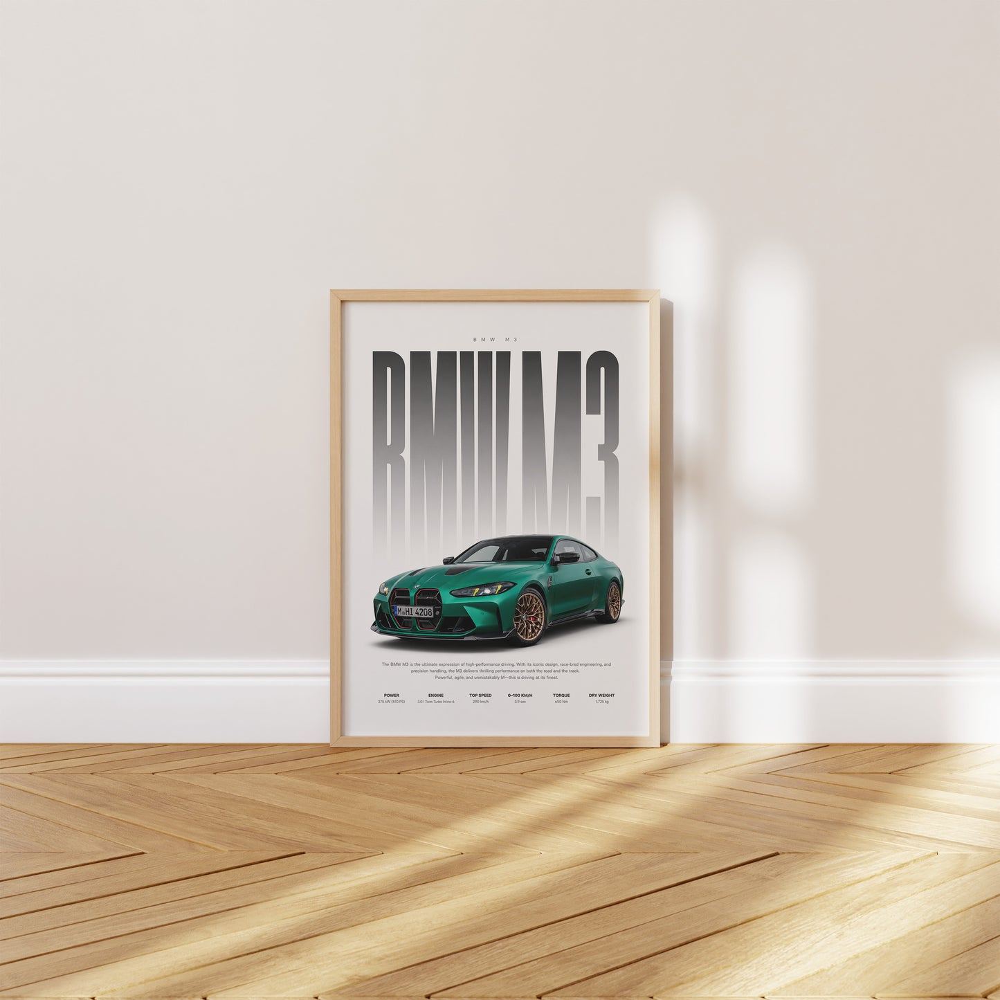 Sportwagen Poster Grün · Geschenkidee · Performance Coupé Wandbild · Motorsport Deko Print ohne Rahmen