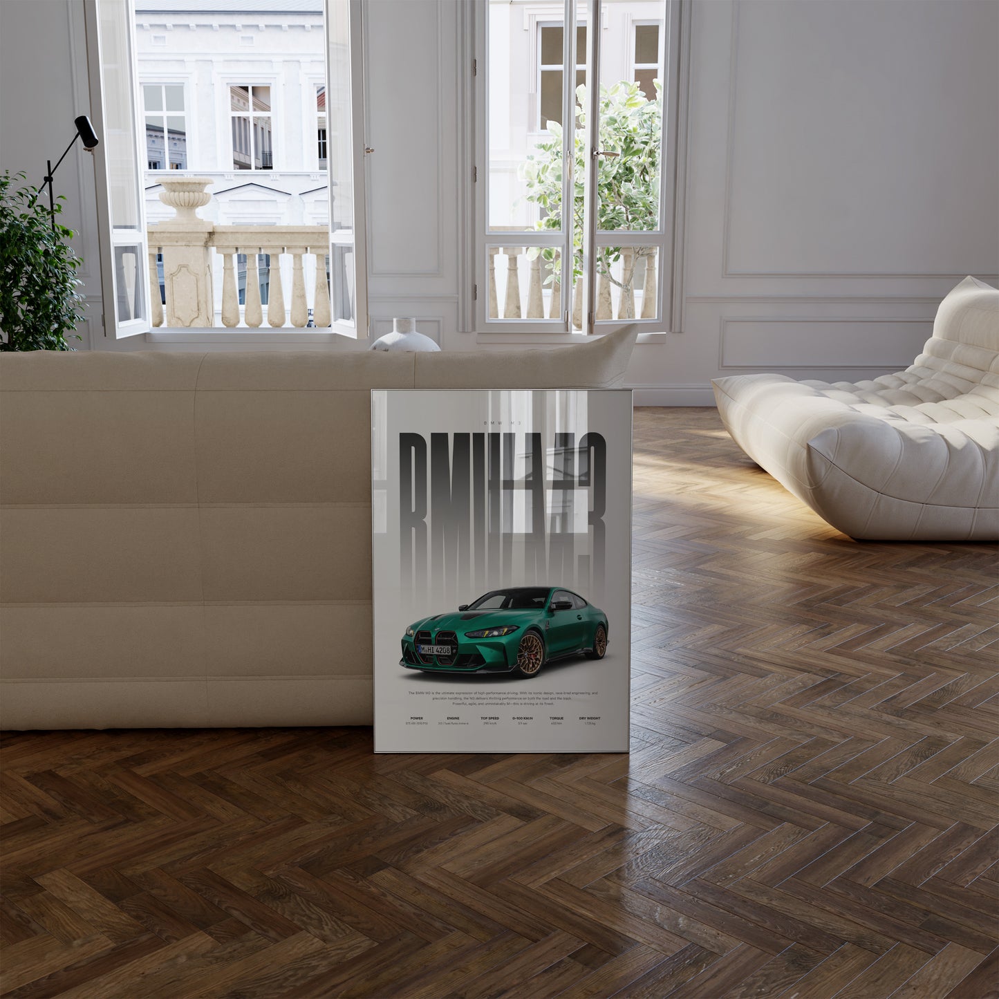 Sportwagen Poster Grün · Geschenkidee · Performance Coupé Wandbild · Motorsport Deko Print ohne Rahmen