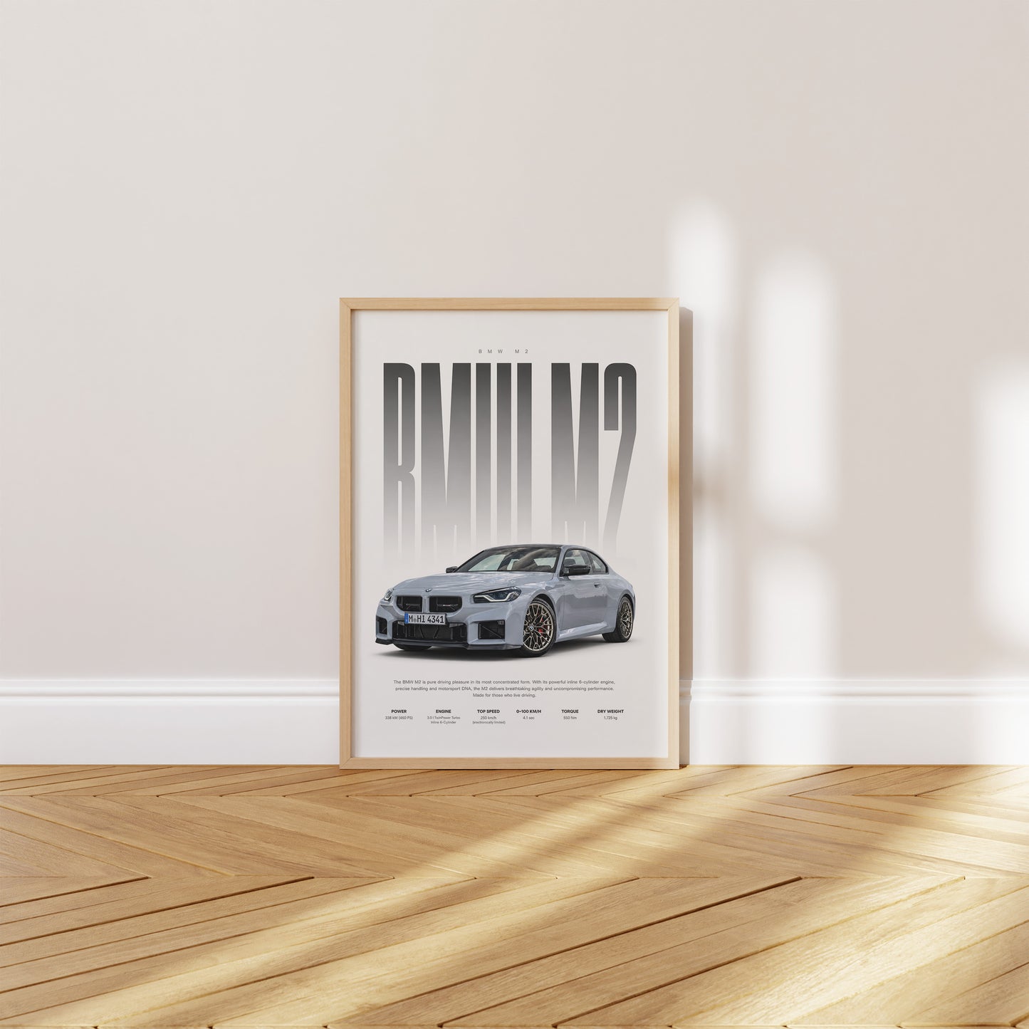 Sportwagen Coupé Poster Hellgrau · Geschenkidee · Performance Auto Wandbild · Deko Print ohne Rahmen