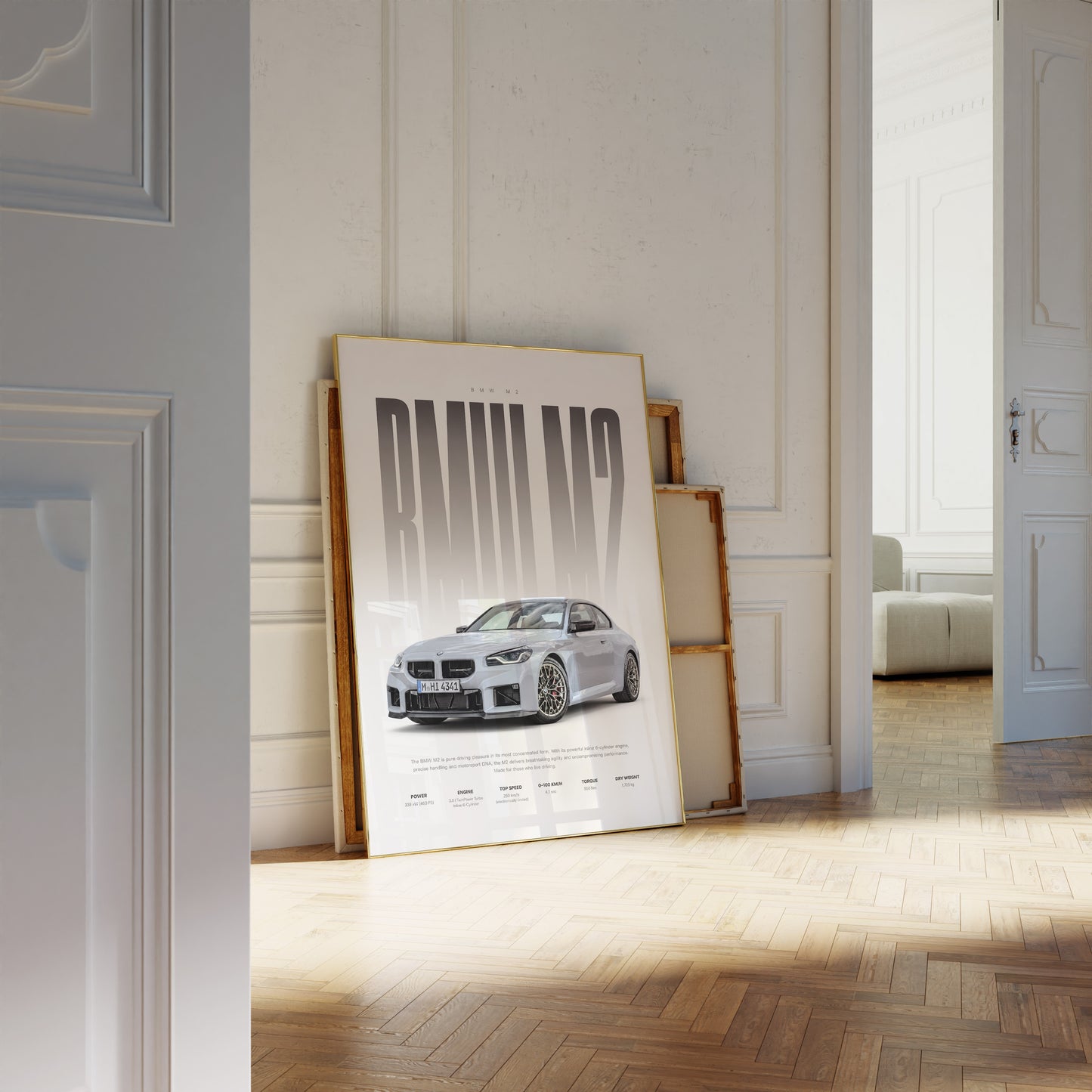 Sportwagen Coupé Poster Hellgrau · Geschenkidee · Performance Auto Wandbild · Deko Print ohne Rahmen