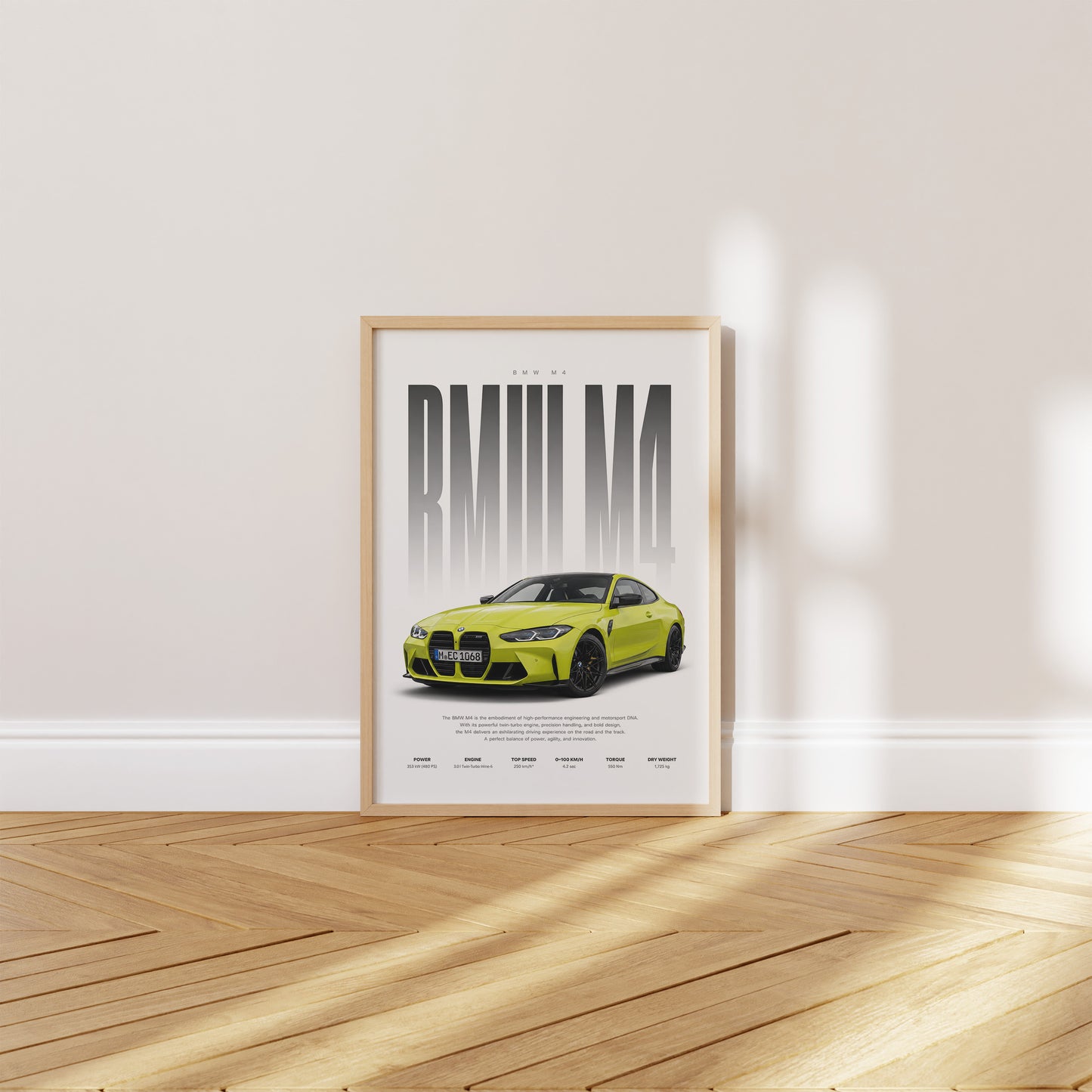 Sportwagen Poster Gelb · Geschenkidee · Performance Coupé Wandbild · Deko Print ohne Rahmen