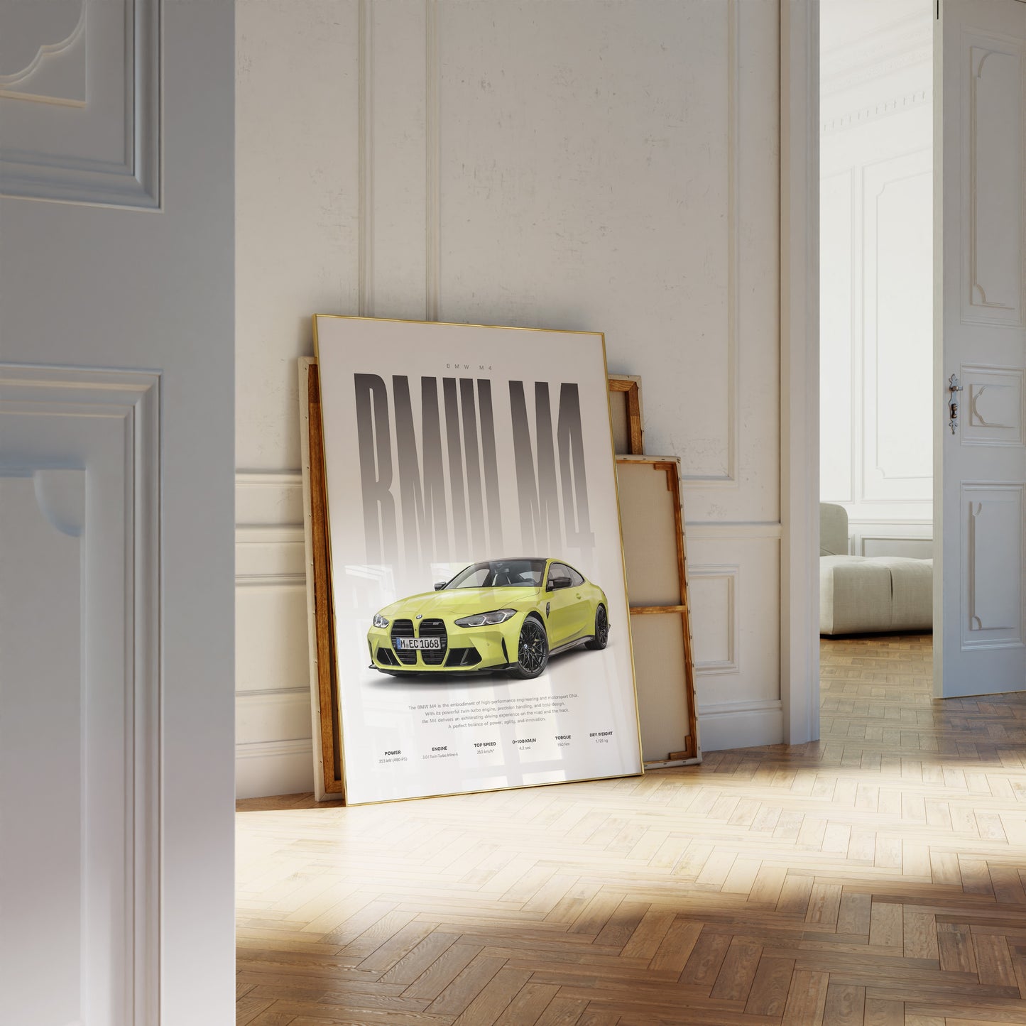 Sportwagen Poster Gelb · Geschenkidee · Performance Coupé Wandbild · Deko Print ohne Rahmen