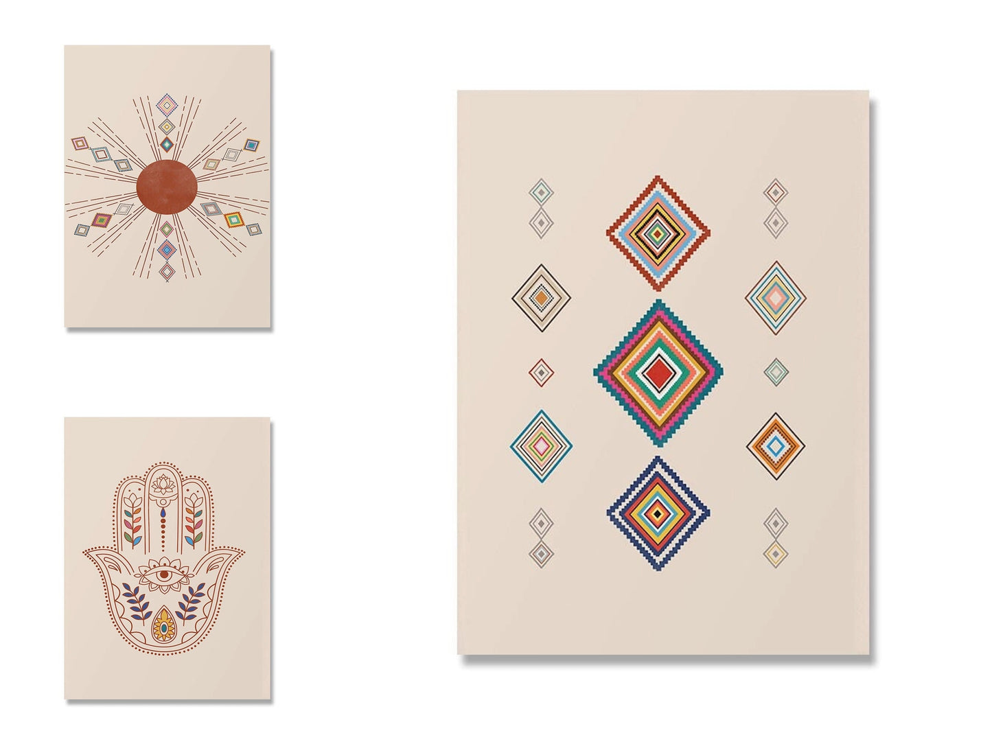 Poster Boho Marokkanisch Teppich Kunst Hand Fatima als Deko Print ohne Rahmen