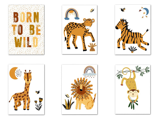 Poster Kinderzimmer Dschungel Born to be wild · Kinderzimmer Bilder · Wand Deko · Kunst Druck · Deko Print · ohne Rahmen