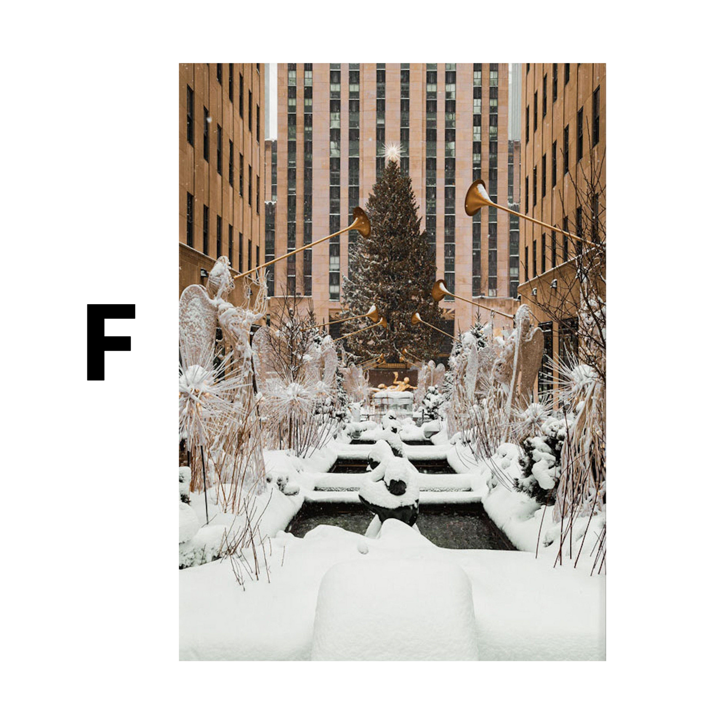 Poster New York Weihnachtsbaum Zimtplätzchen Kathedrale | Bilder Wohnzimmer | Wandbilder Schlafzimmer | Deko Print ohne Rahmen | Bilder