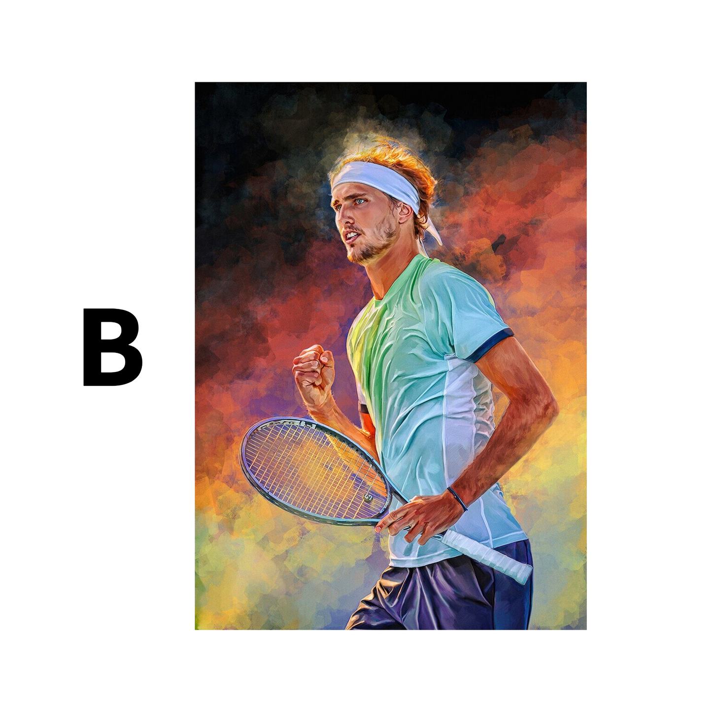 Tennis Spieler Jubel Sieger Pokal · Geschenkidee · Deko Print ohne Rahmen