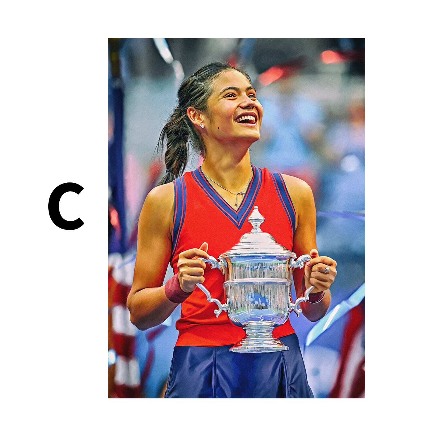 Tennis Spieler Jubel Sieger Pokal · Geschenkidee · Deko Print ohne Rahmen