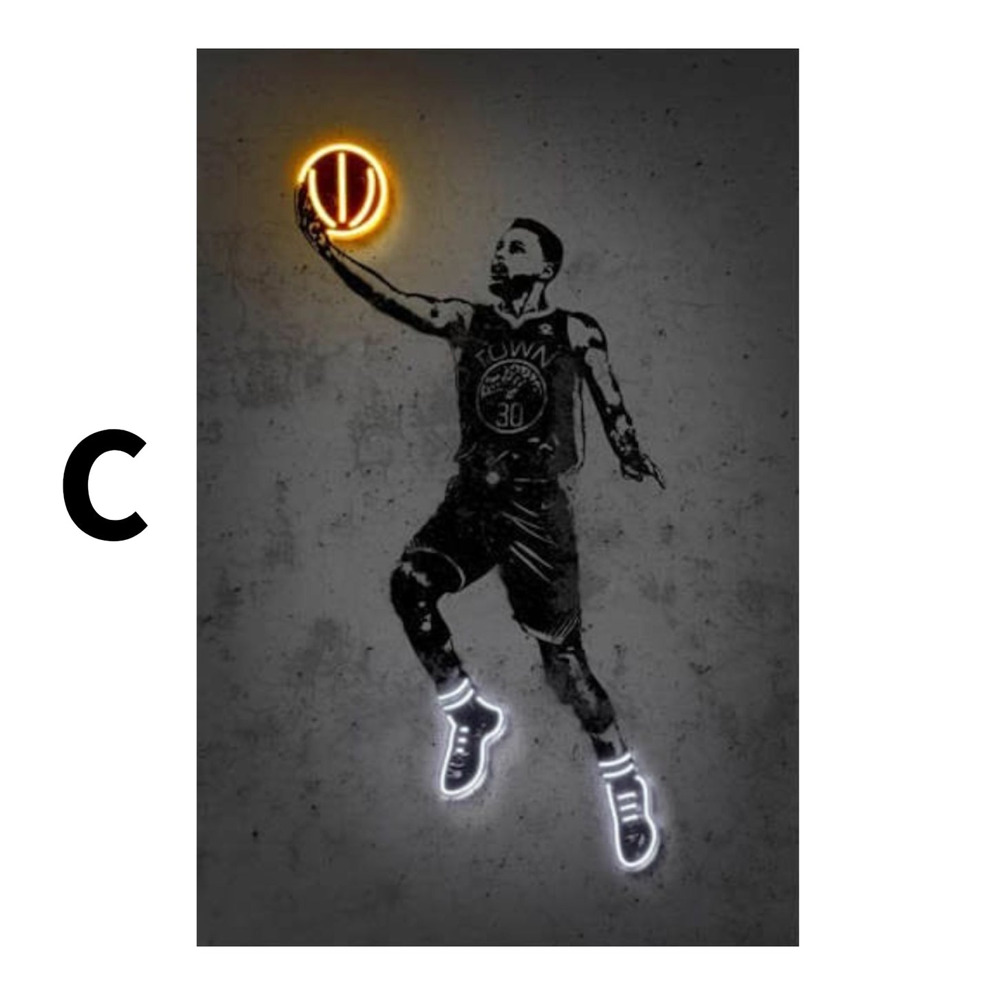 Poster Basketballspieler mit Neon Ball als Deko Print ohne Rahmen