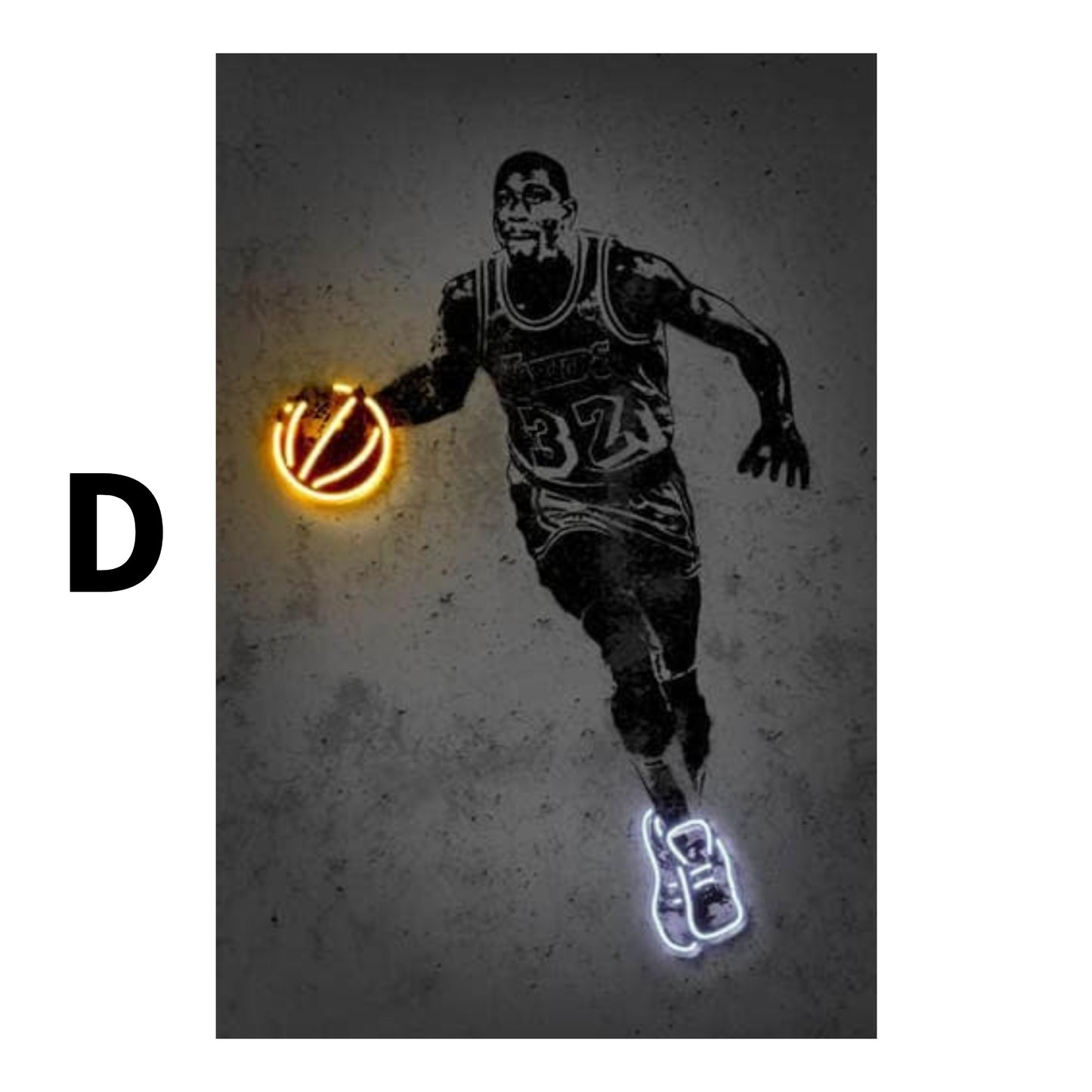 Poster Basketballspieler mit Neon Ball als Deko Print ohne Rahmen
