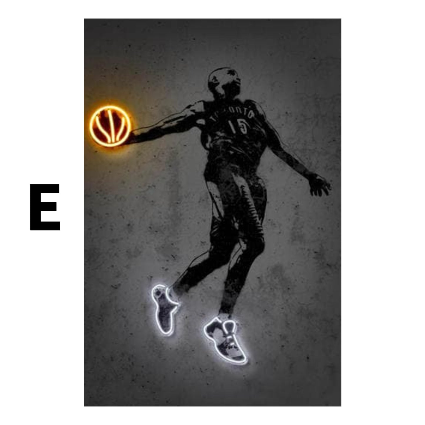 Poster Basketballspieler mit Neon Ball als Deko Print ohne Rahmen