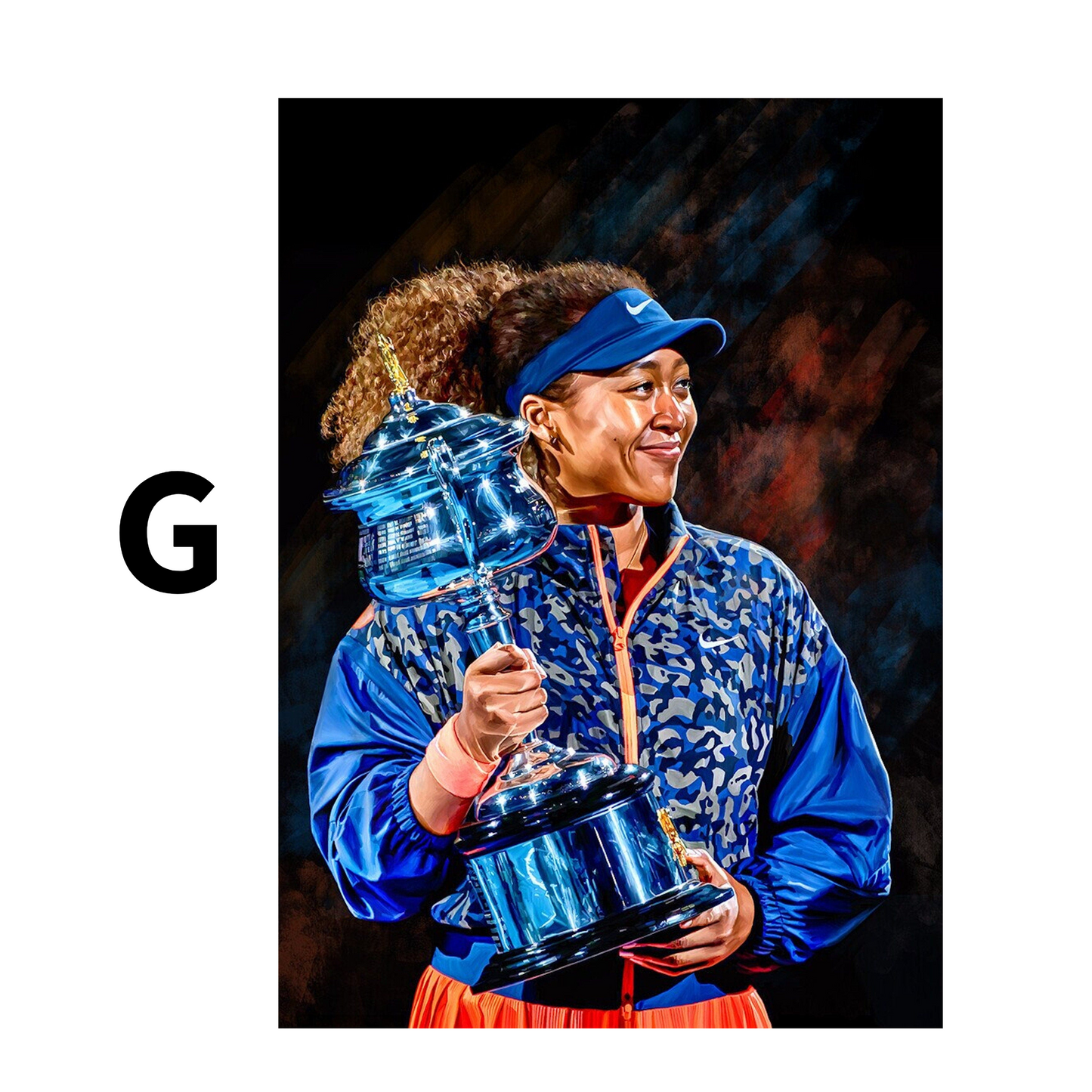 Tennis Spieler Jubel Sieger Pokal · Geschenkidee · Deko Print ohne Rahmen