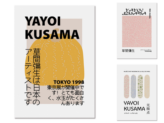 Poster Modern Yayoi Kusama Abstrakt Nordic | Bilder Wohnzimmer | Wandbilder Schlafzimmer | Deko Print ohne Rahmen | Bilder  Kunstdruck