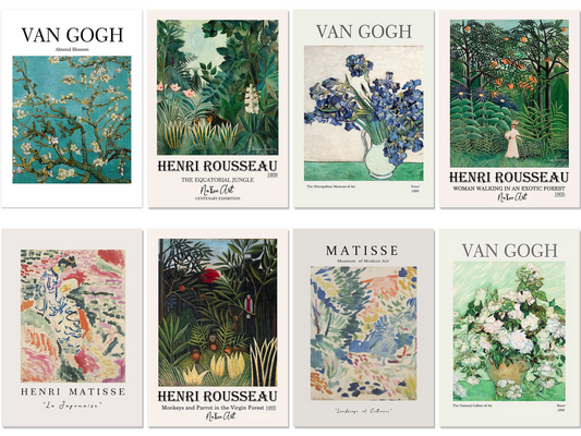 Poster Blumen Van Gogh Henri Matisse Rousseau Museum | Bilder Wohnzimmer | Wandbilder Schlafzimmer | Deko Print ohne Rahmen | Bilder
