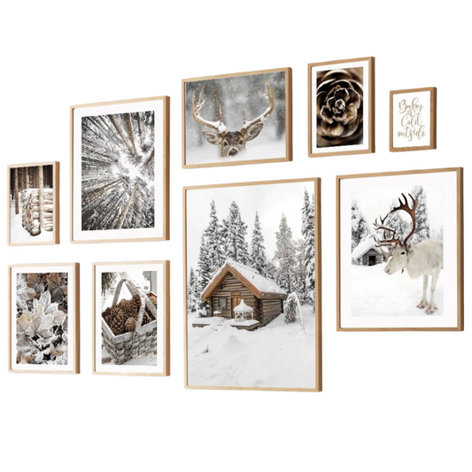 Winter Frostblätter Rentier Frostblätter Poster  · Bilder Wohnzimmer · Wandbilder Schlafzimmer · Deko Print ohne Rahmen