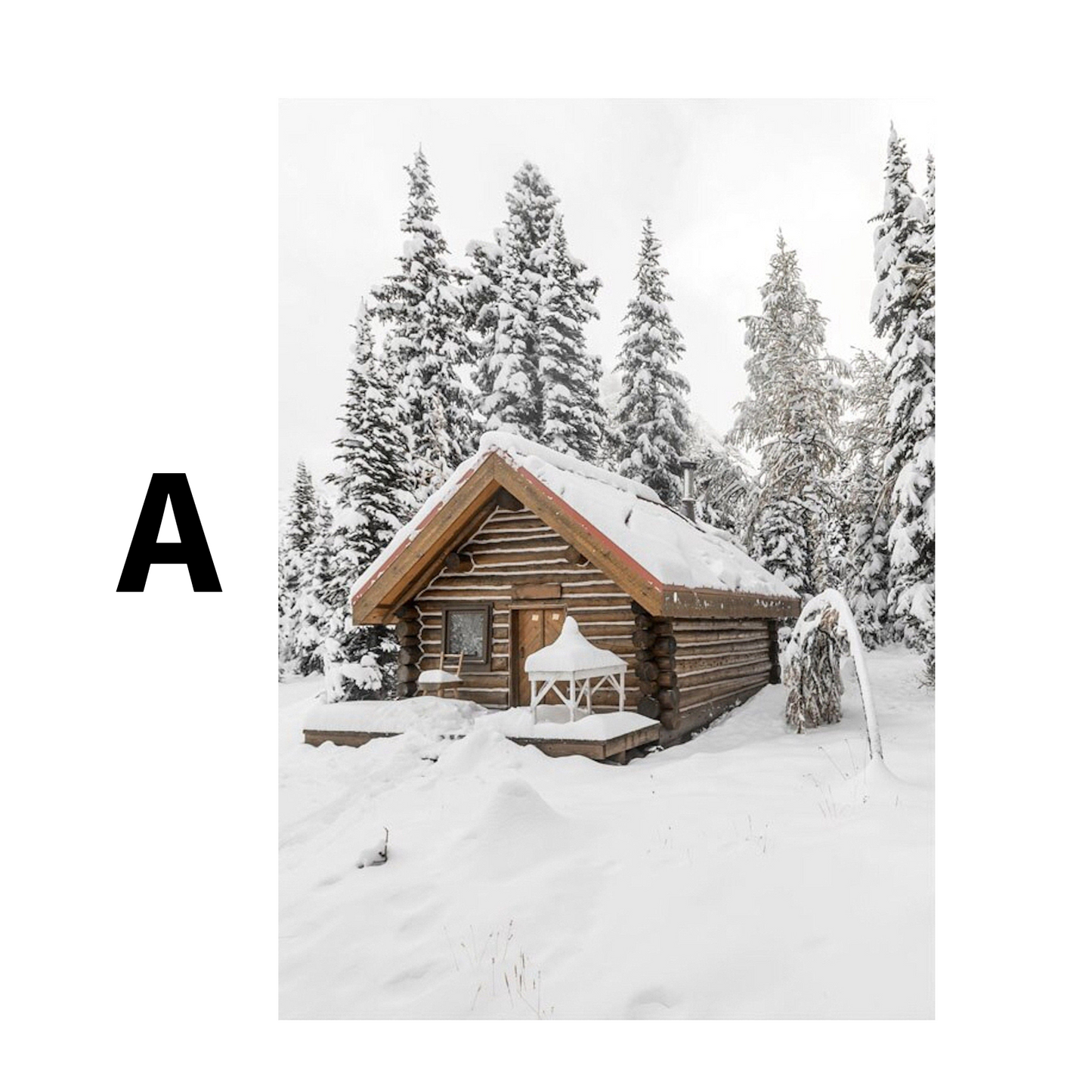 Winter Tannenzapfen Baumstämme Frostblätter Poster · Bilder Wohnzimmer · Wandbilder Schlafzimmer · Deko Print ohne Rahmen