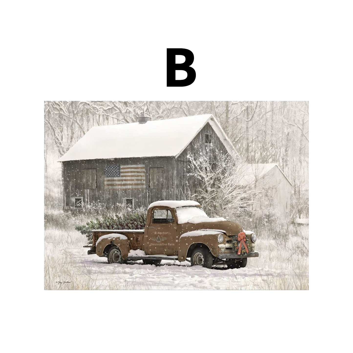 Poster Winter Holz Hütte im Schnee Rentier Tannenzapfen · Bilder Wohnzimmer · Wandbilder Schlafzimmer · Deko Print ohne Rahmen