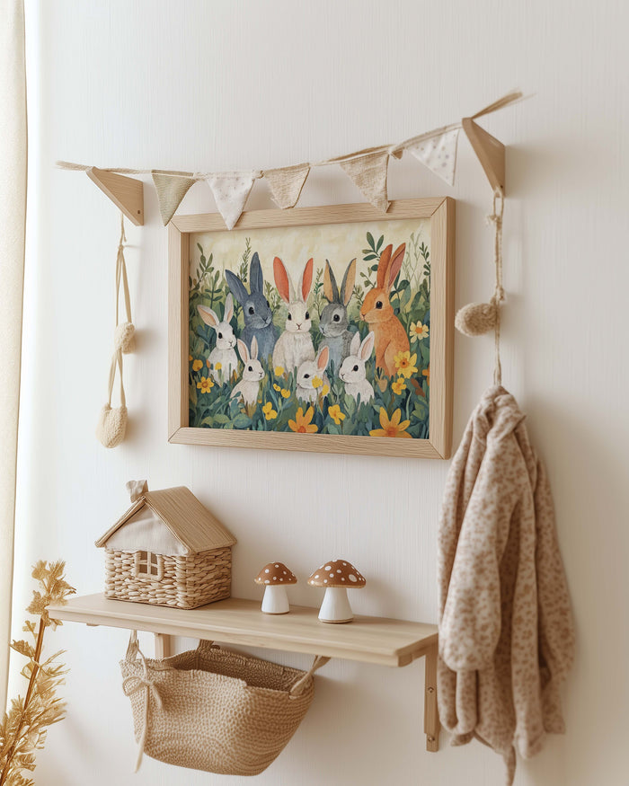 Bauernhof Tiere Poster – Hase, Schaf und Gans Deko