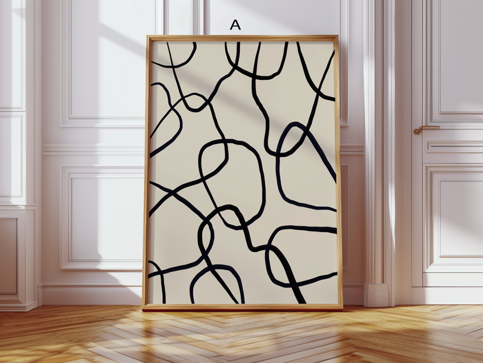 Mid-Century-Poster mit Palmen und Figuren