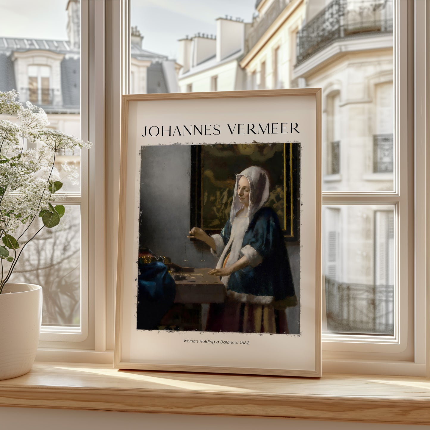 Johannes Vermeer Poster · Geschenkidee · Frau mit Waage Barockporträt Niederländische Meisterkunst · Dekoprint ohne Rahmen