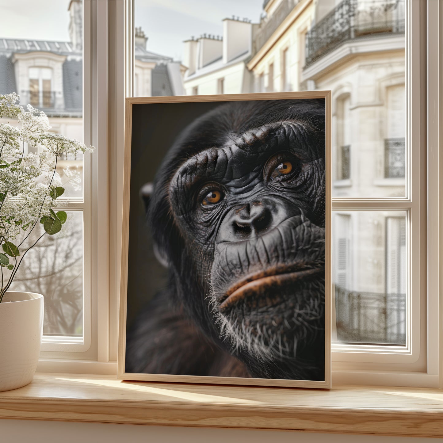 Affen Poster · Geschenkidee · Schimpanse und Affe mit Brille · Dekoprint ohne Rahmen