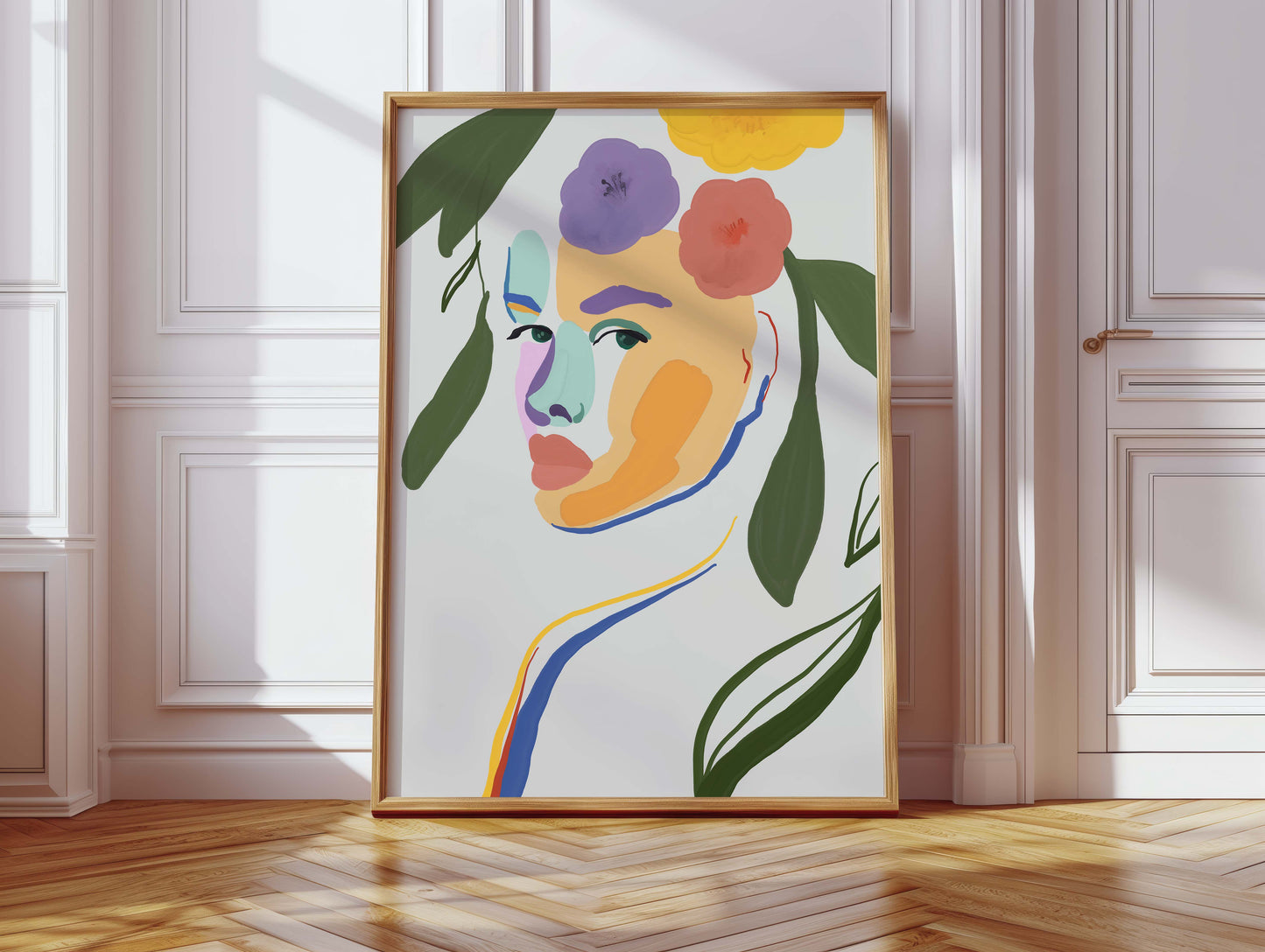 Bunte Blumen Poster · Geschenkidee · Abstrakte florale Formen und farbenfrohe Kunst · Dekoprint ohne Rahmen