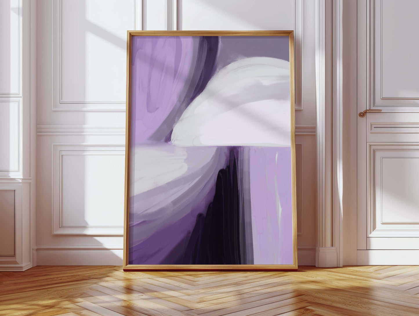 Lila Abstrakte Frauenkunst Poster · Geschenkidee · Moderne Porträts und Schwarz-Weiß Linienkunst · Dekoprint ohne Rahmen