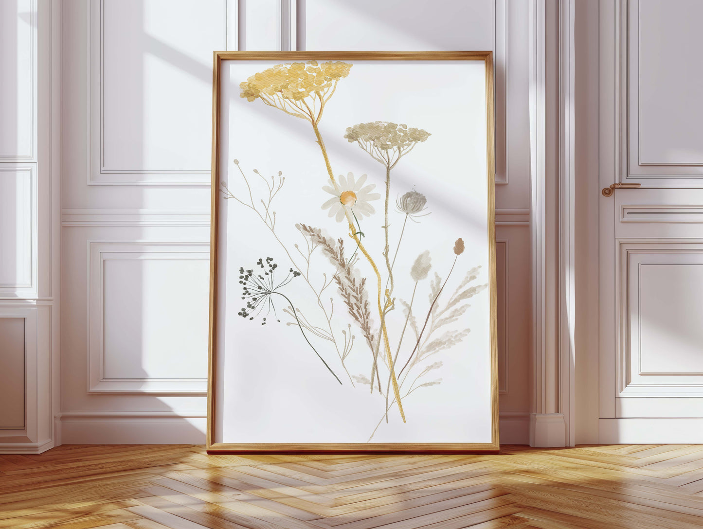 Zarte Blumen Poster · Geschenkidee · Pastellfarbene Wildblumen und botanische Pflanzenillustration · Dekoprint ohne Rahmen