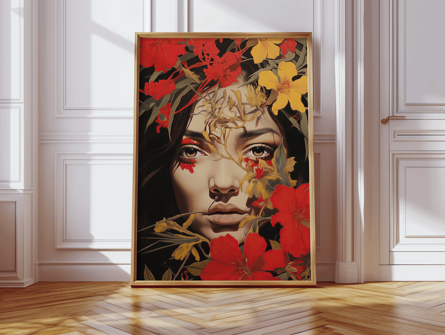 Moderne Kunst Poster · Geschenkidee · Elegante Blumenvase und Florale Wandkunst · Dekoprint ohne Rahmen
