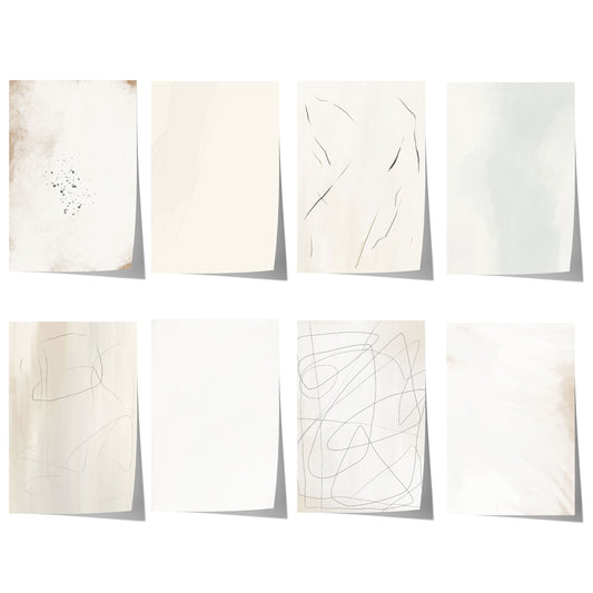 Abstrakte minimalistische Linienkunst mit feinen organischen Formen, dezenten Konturen und neutralen Beige-, Creme- und Grautönen.