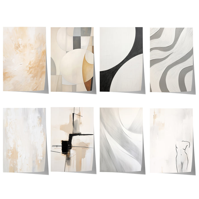 Geometrische Poster in Beige, Schwarz & Grau