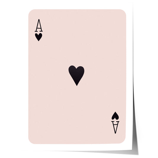 minimal black ace of hearts playing card design with neutral background and clean layout