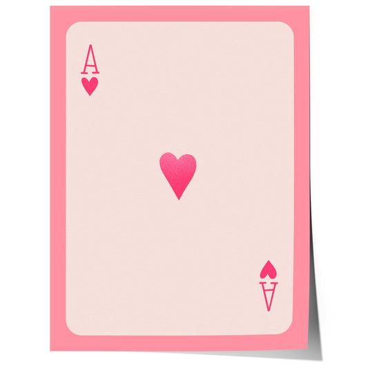 minimal ace of hearts playing card design with pink aesthetic and clean modern layout