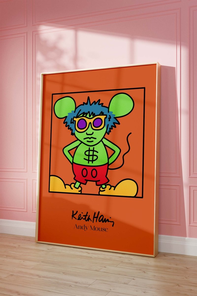 Andy Mouse Stil Pop Art Figur Poster · Bunte Cartoon Illustration · Moderne Street Art Grafik · Print ohne Rahmen - justgoodmood