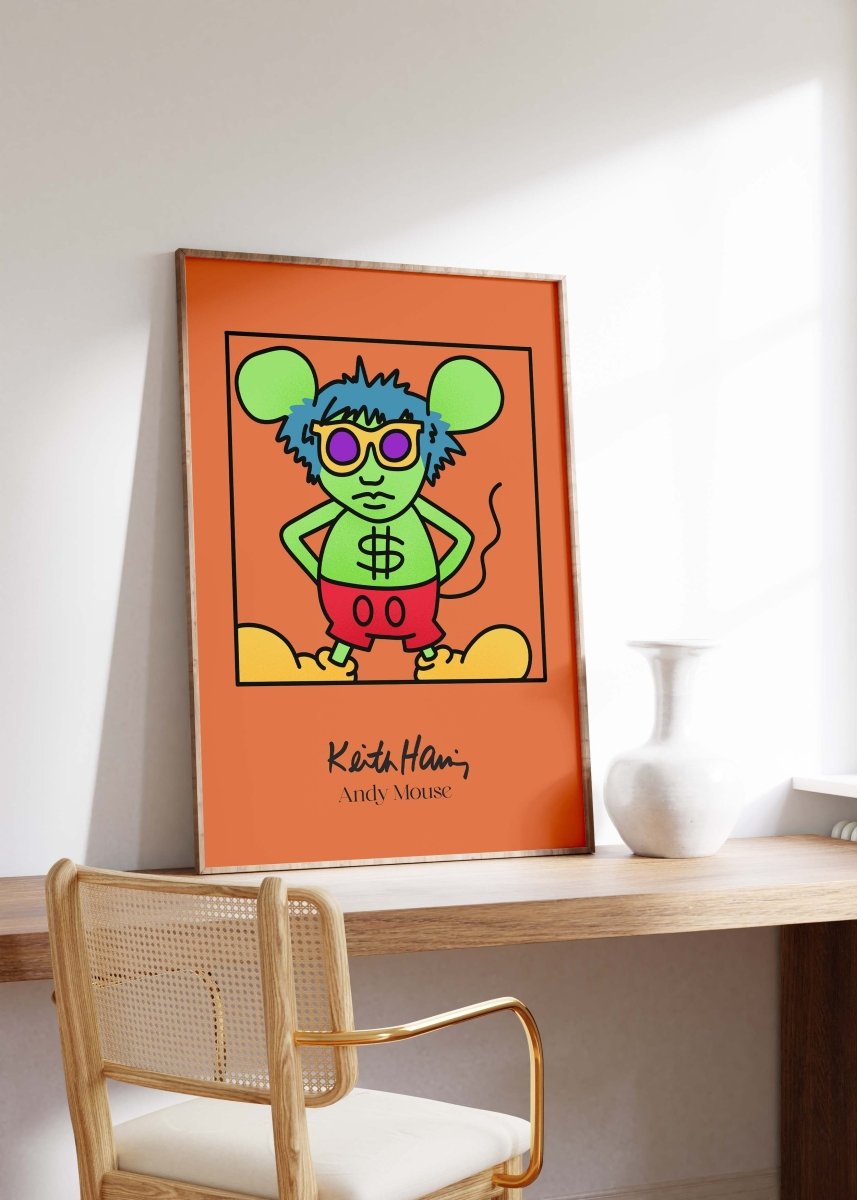 Andy Mouse Stil Pop Art Figur Poster · Bunte Cartoon Illustration · Moderne Street Art Grafik · Print ohne Rahmen - justgoodmood