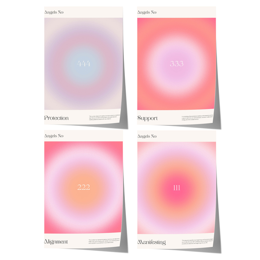 angel numbers poster set with pastel gradient aesthetic design