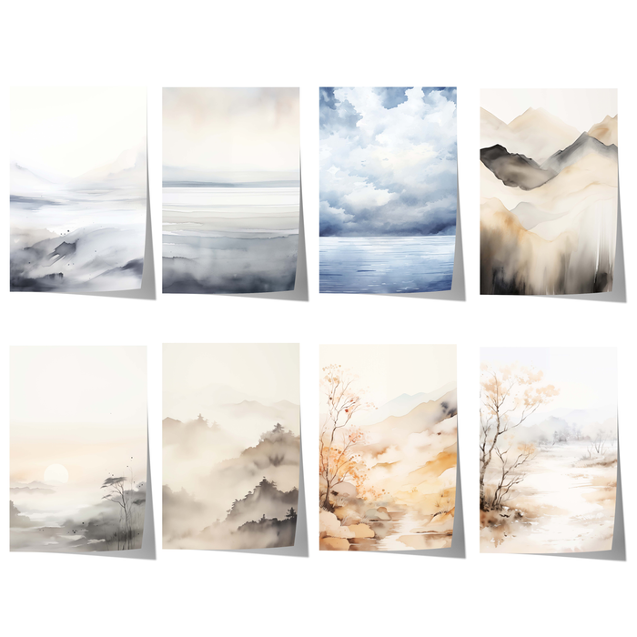 Aquarell Landschaft Poster – Premium Baumwoll-Canvas