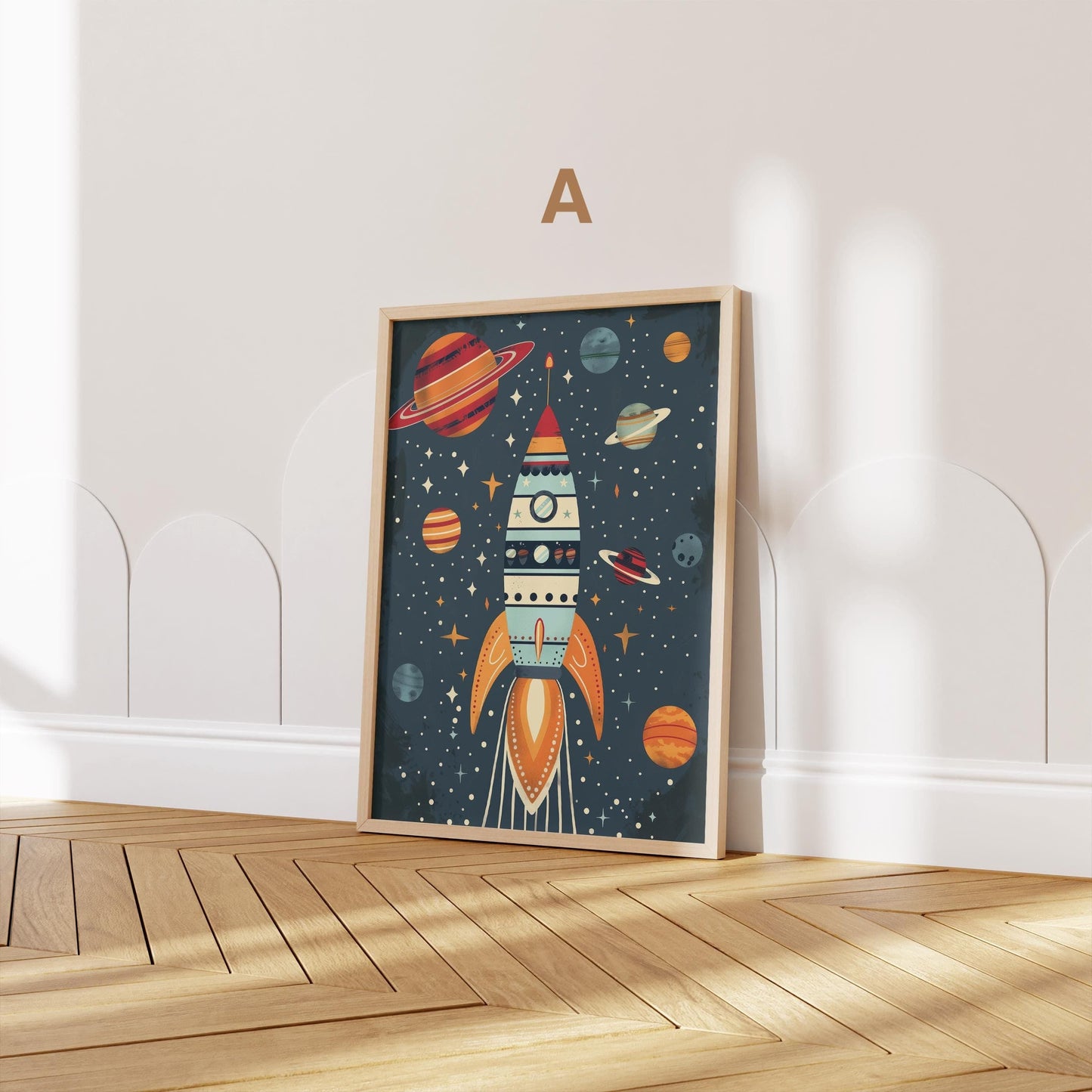 Astronaut Poster Kinderzimmer · Geschenkidee für Kinder · Kinderzimmer Deko · Weltraum Rakete & Planeten · Deko Print ohne Rahmen - justgoodmood