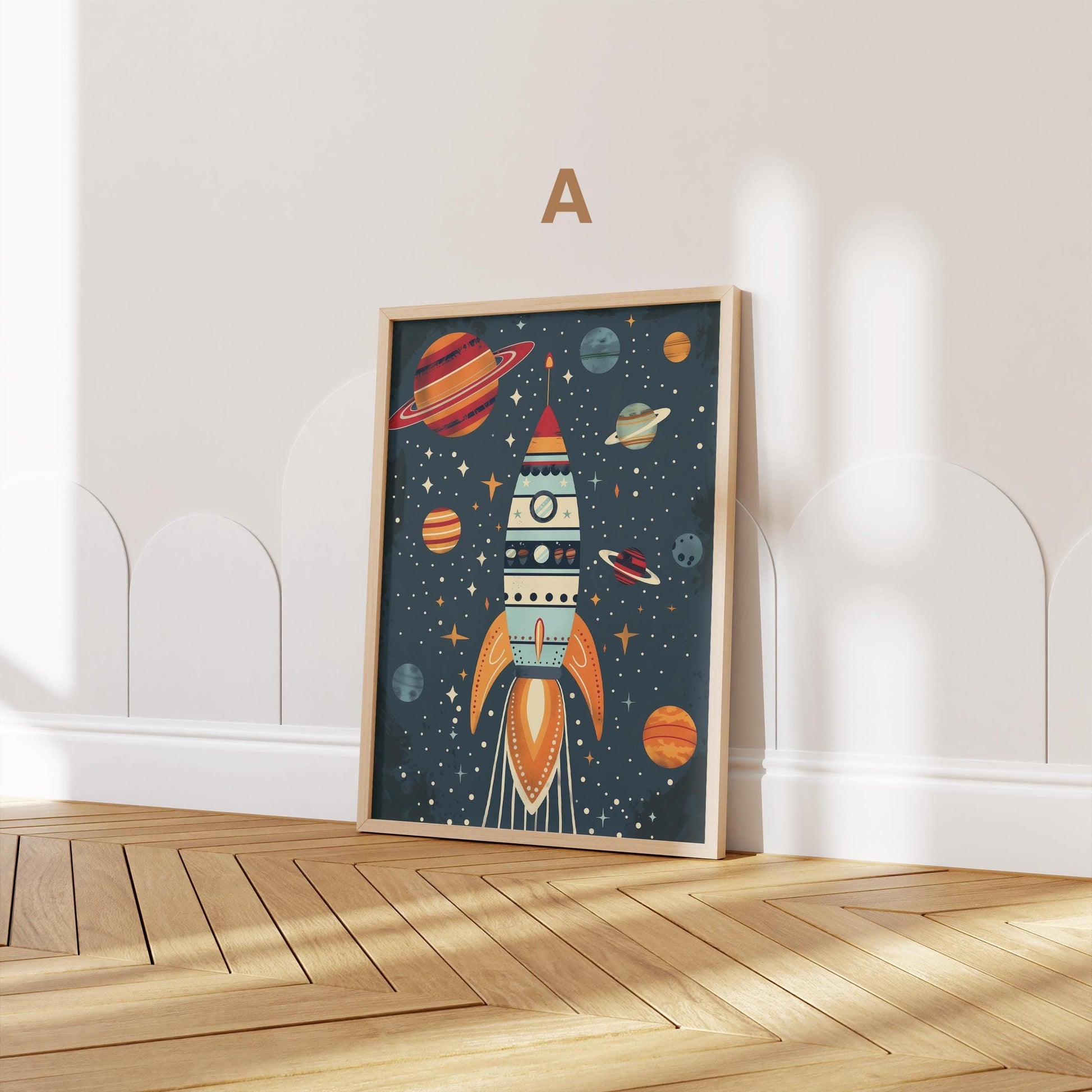 Astronaut Poster Kinderzimmer · Geschenkidee für Kinder · Kinderzimmer Deko · Weltraum Rakete & Planeten · Deko Print ohne Rahmen - justgoodmood
