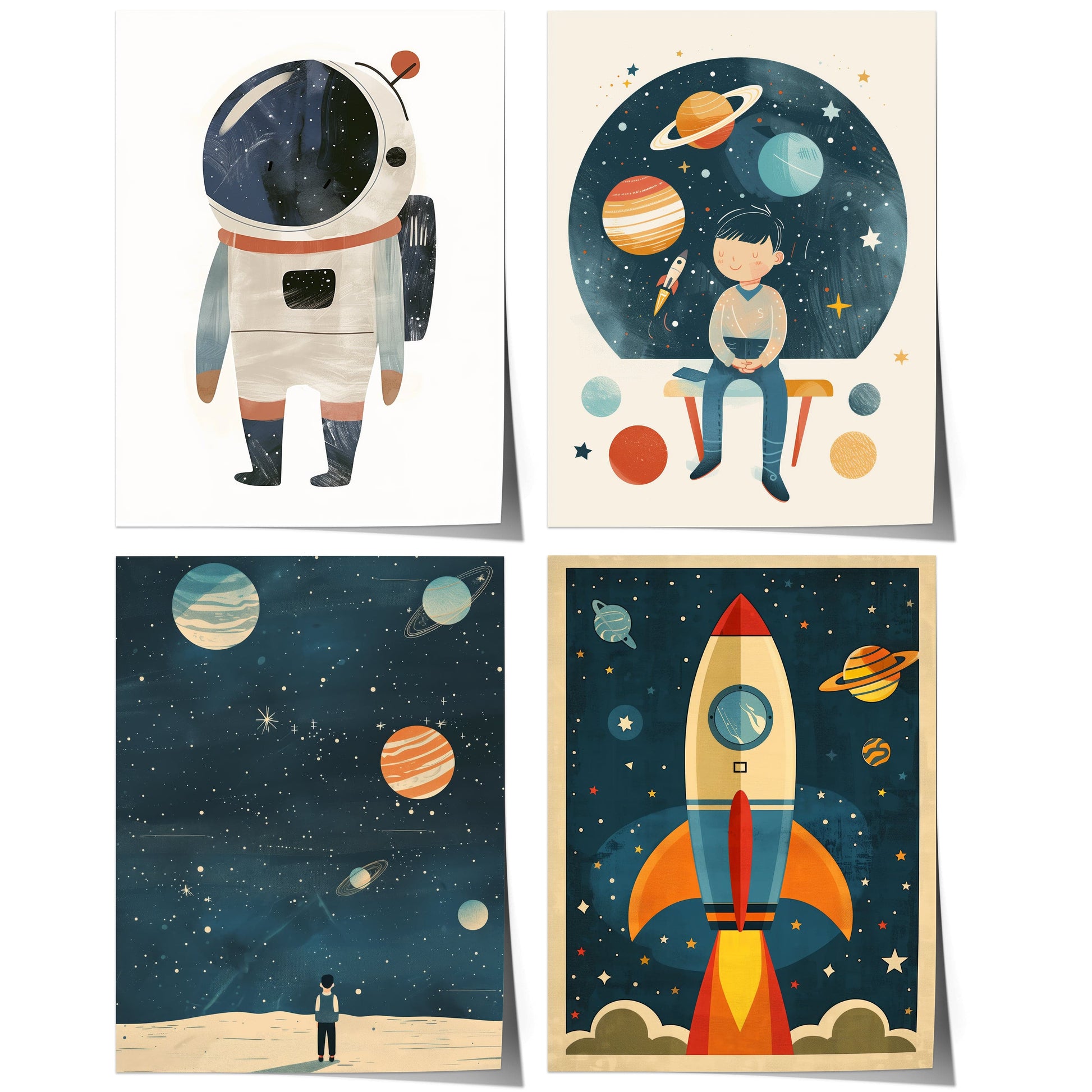 Astronaut Poster Kinderzimmer · Geschenkidee für Kinder · Kinderzimmer Deko · Weltraum Rakete & Planeten · Deko Print ohne Rahmen - justgoodmood