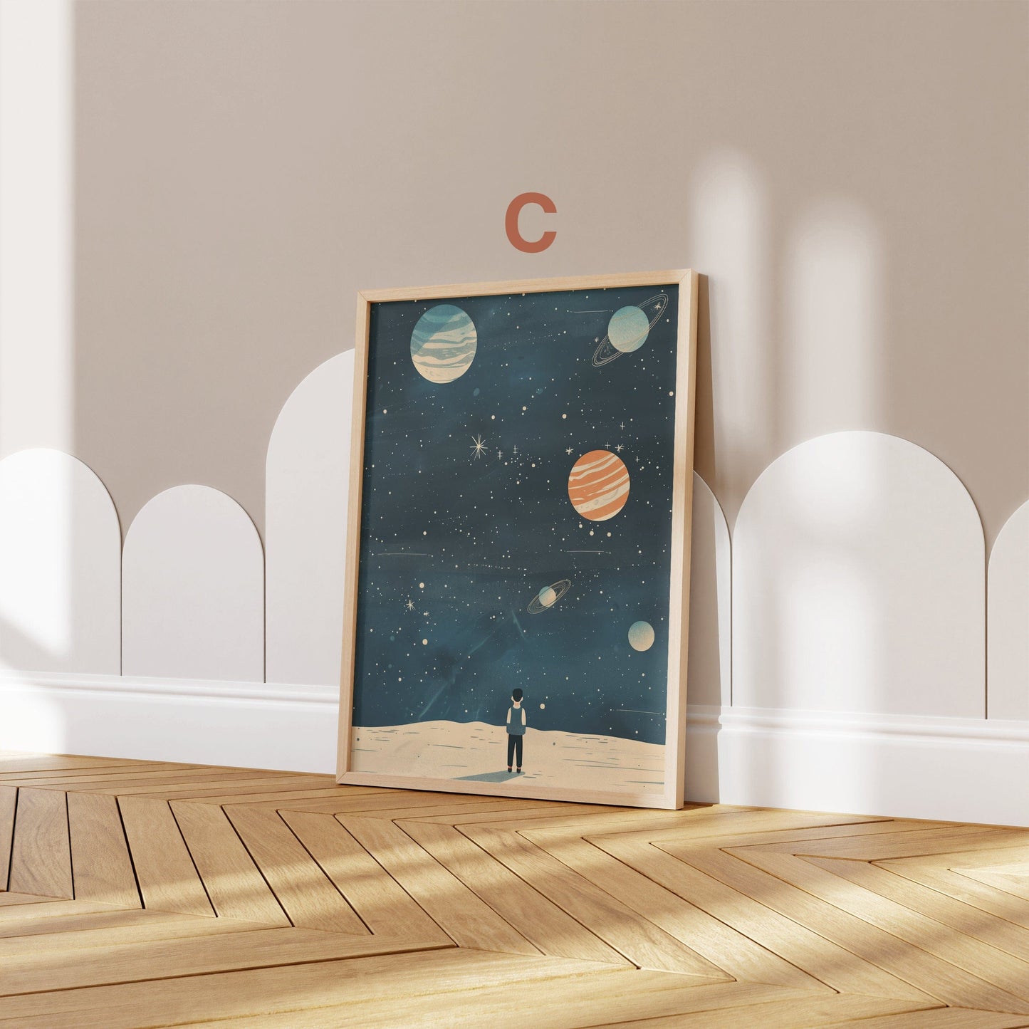Astronaut Poster Kinderzimmer · Geschenkidee für Kinder · Kinderzimmer Deko · Weltraum Rakete & Planeten · Deko Print ohne Rahmen - justgoodmood