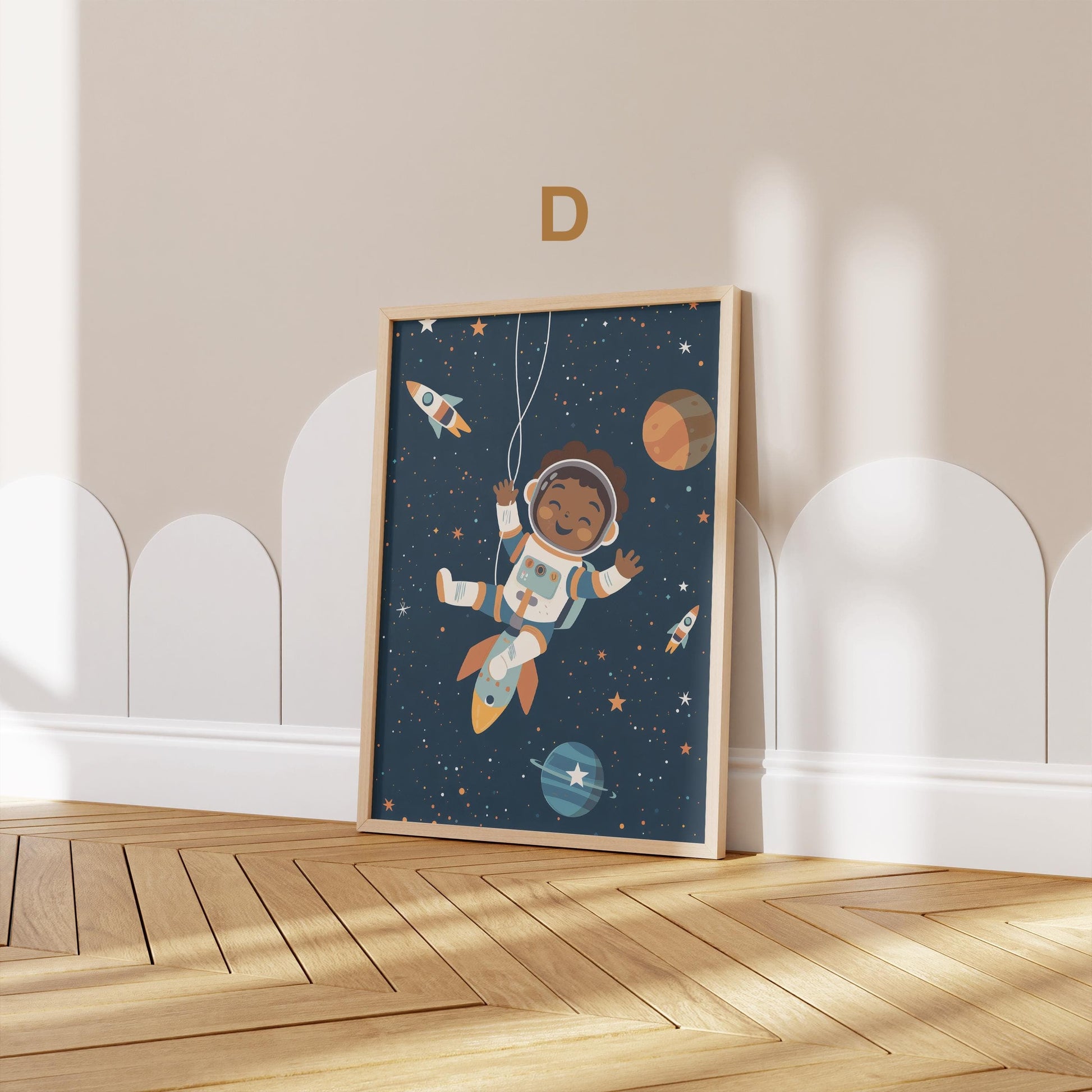 Astronaut Poster Kinderzimmer · Geschenkidee für Kinder · Kinderzimmer Deko · Weltraum Rakete & Planeten · Deko Print ohne Rahmen - justgoodmood