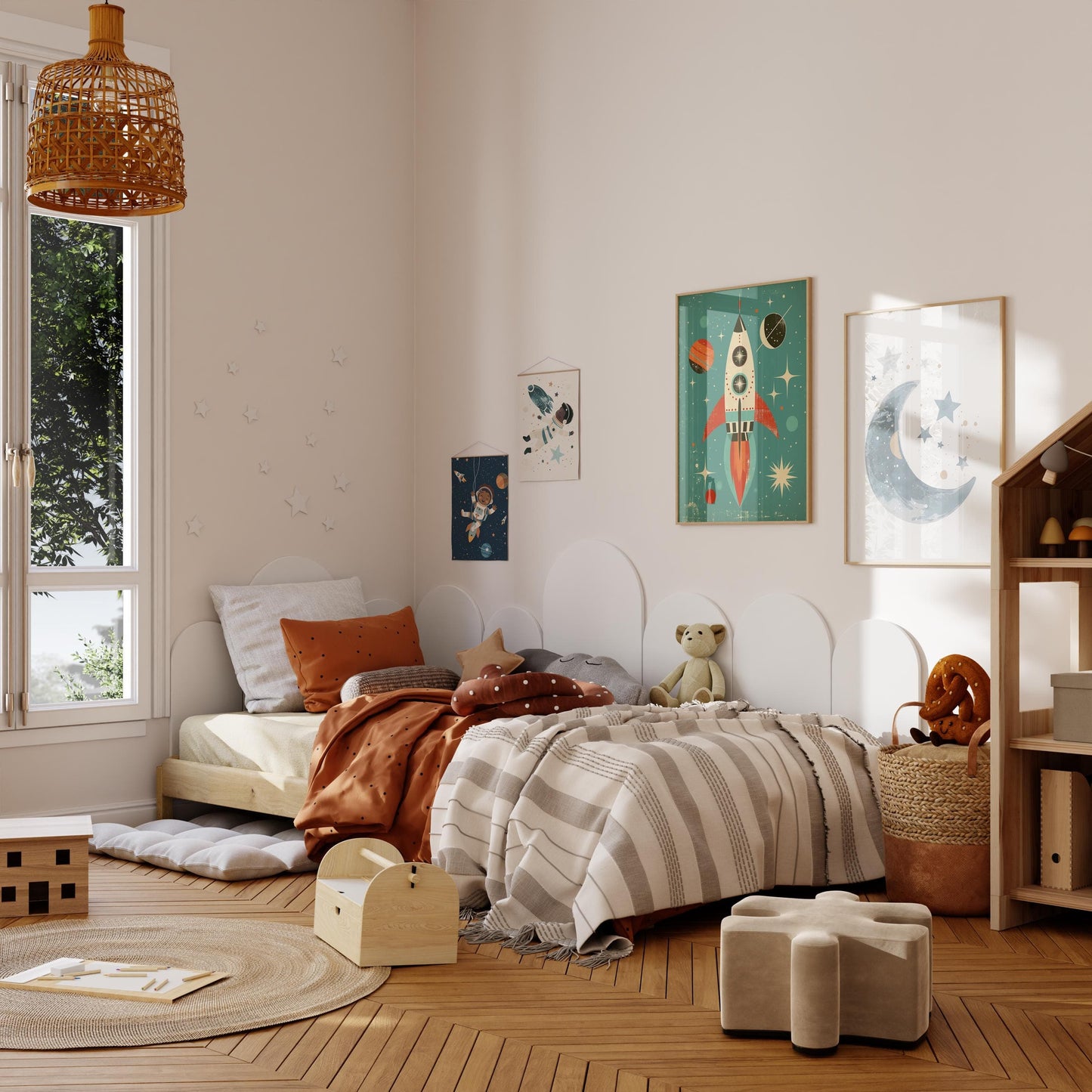 Astronaut Poster Kinderzimmer · Geschenkidee für Kinder · Kinderzimmer Deko · Weltraum Rakete & Planeten · Deko Print ohne Rahmen - justgoodmood