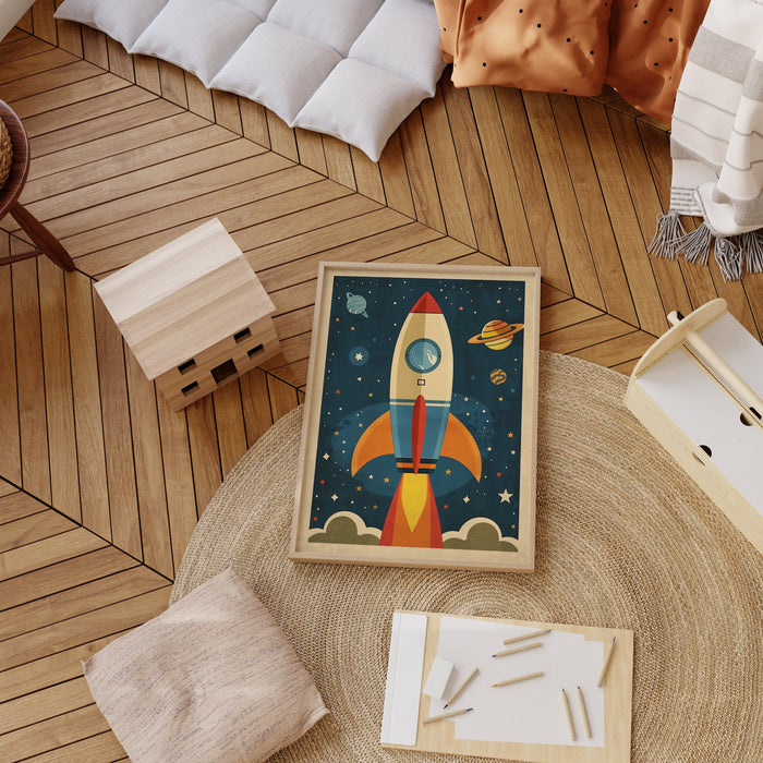 Astronaut Poster Kinderzimmer – Premium Baumwolle