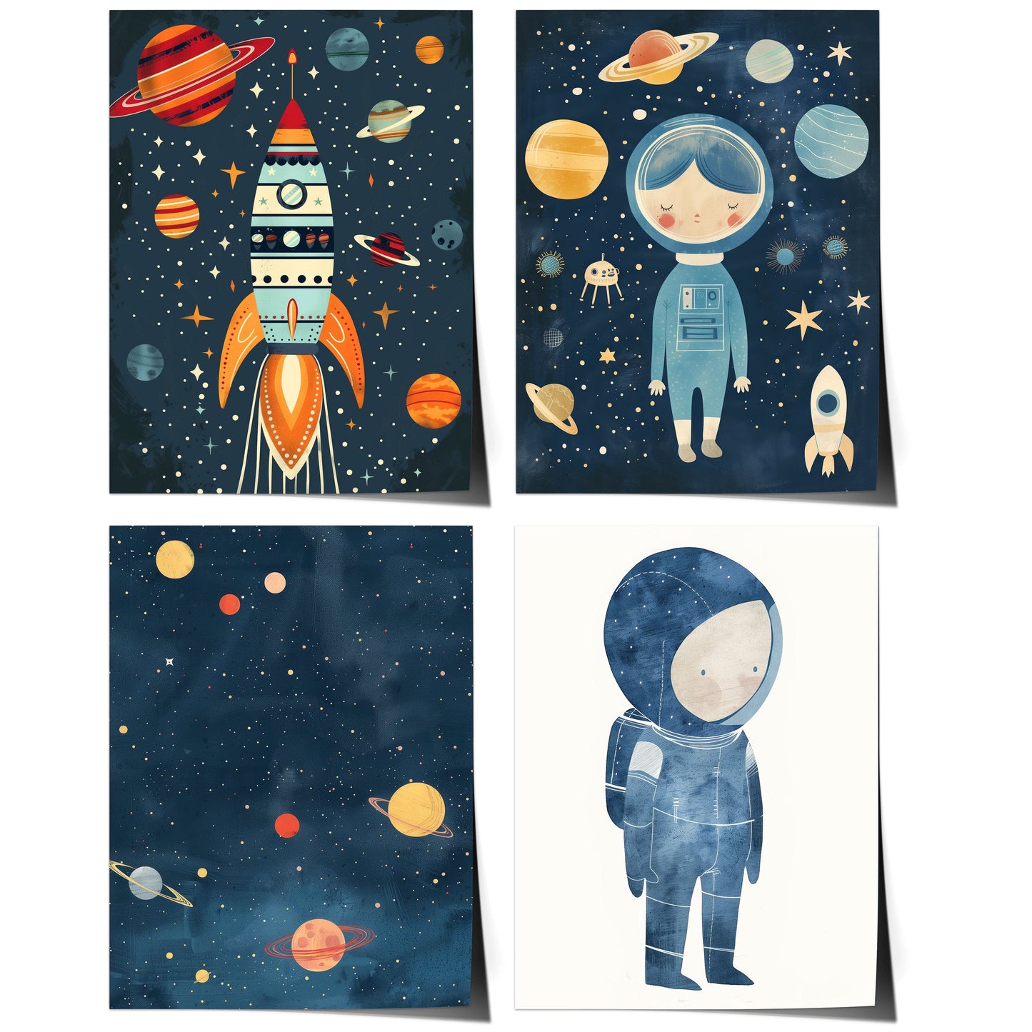 Astronaut Poster Kinderzimmer · Geschenkidee für Kinder · Kinderzimmer Deko · Weltraum Rakete & Planeten · Deko Print ohne Rahmen - justgoodmood