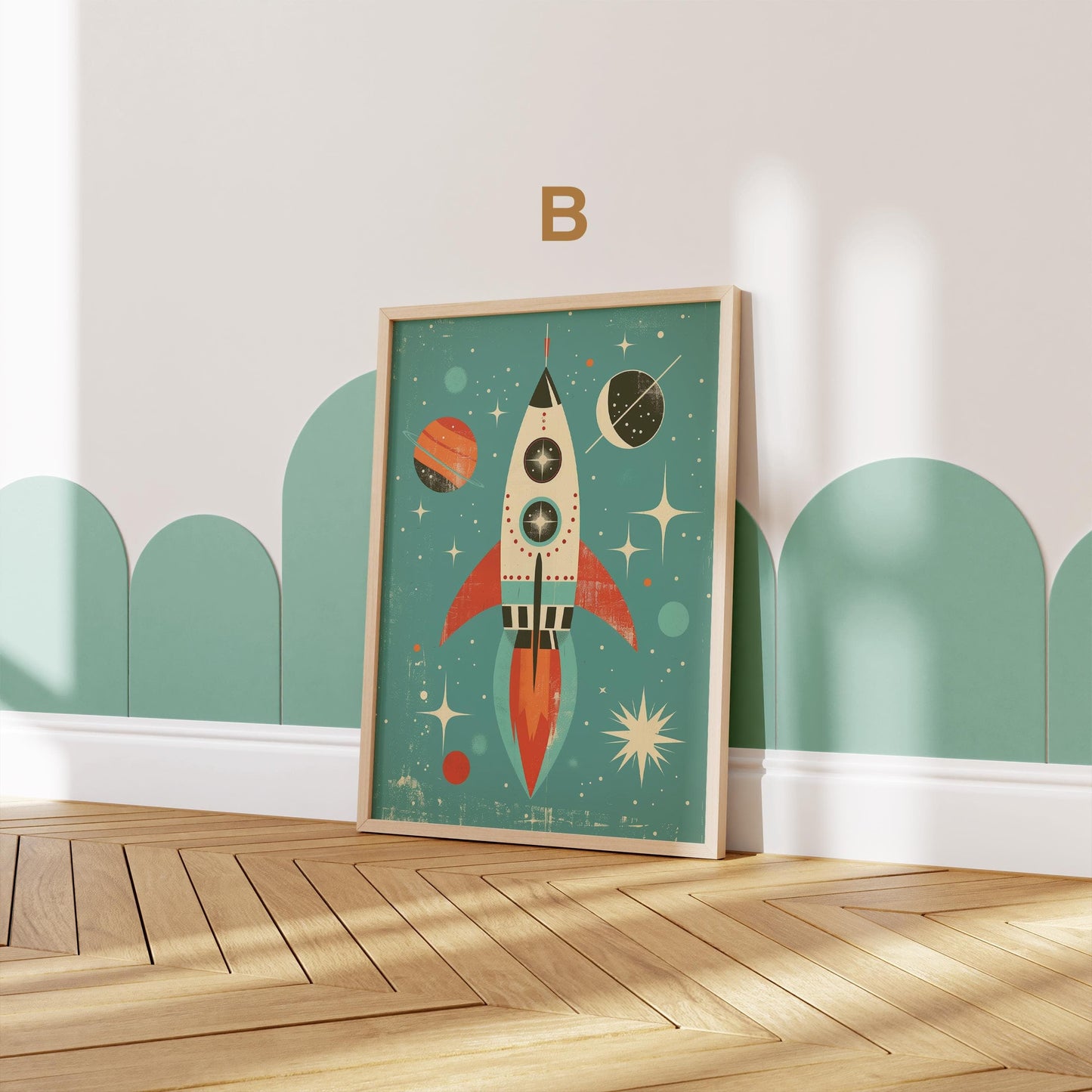 Astronaut Poster Kinderzimmer · Geschenkidee für Kinder · Kinderzimmer Deko · Weltraum Rakete & Planeten · Deko Print ohne Rahmen - justgoodmood