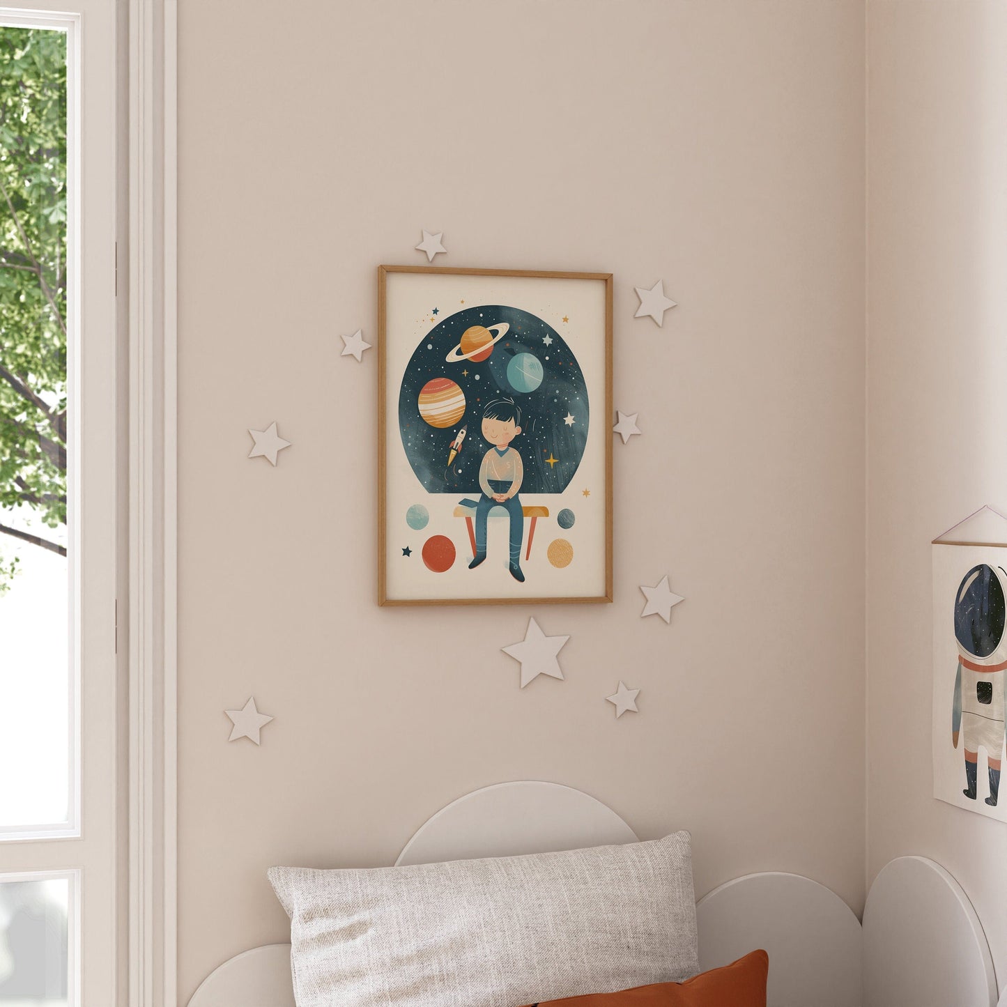 Astronaut Poster Kinderzimmer · Geschenkidee für Kinder · Kinderzimmer Deko · Weltraum Rakete & Planeten · Deko Print ohne Rahmen - justgoodmood