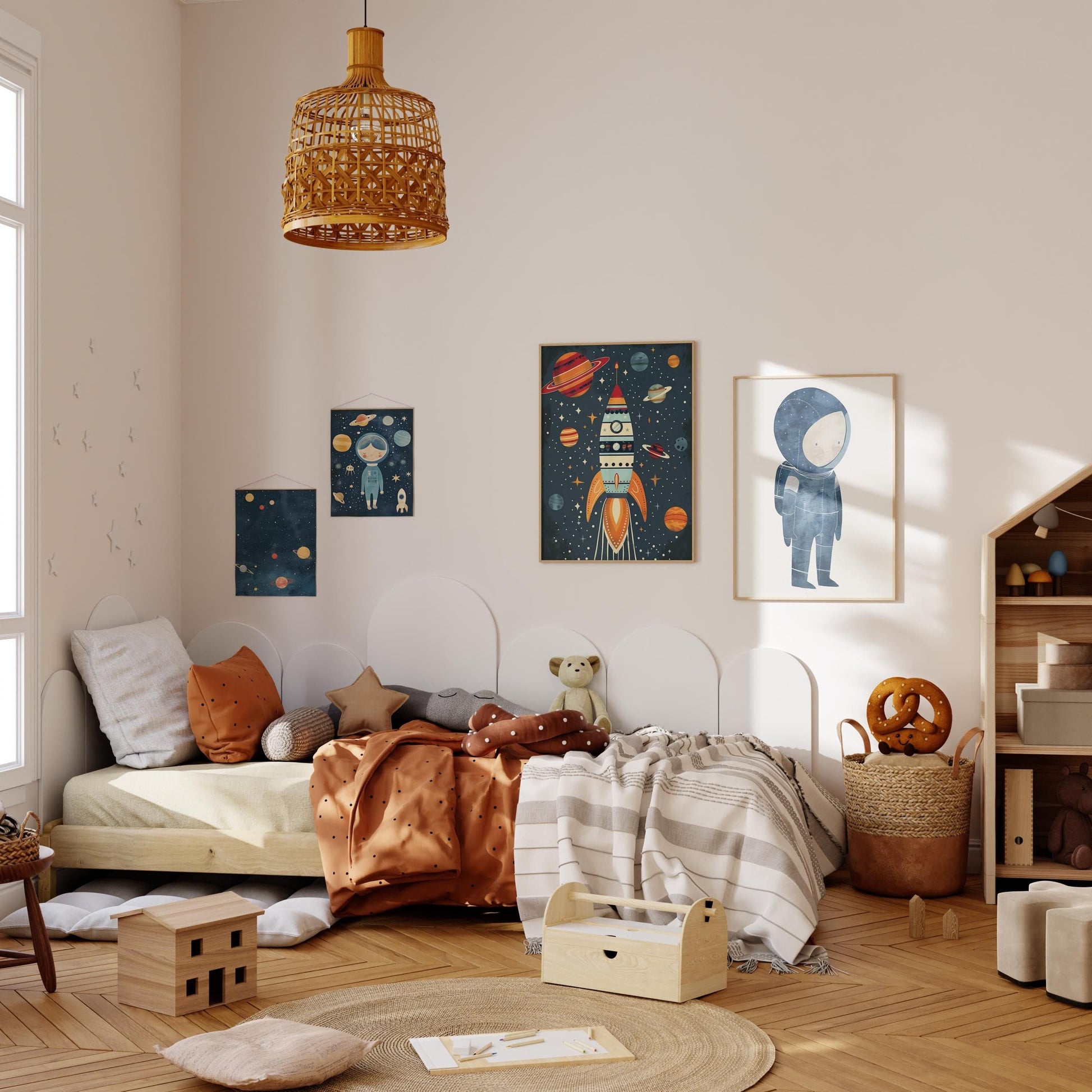 Astronaut Poster Kinderzimmer · Geschenkidee für Kinder · Kinderzimmer Deko · Weltraum Rakete & Planeten · Deko Print ohne Rahmen - justgoodmood