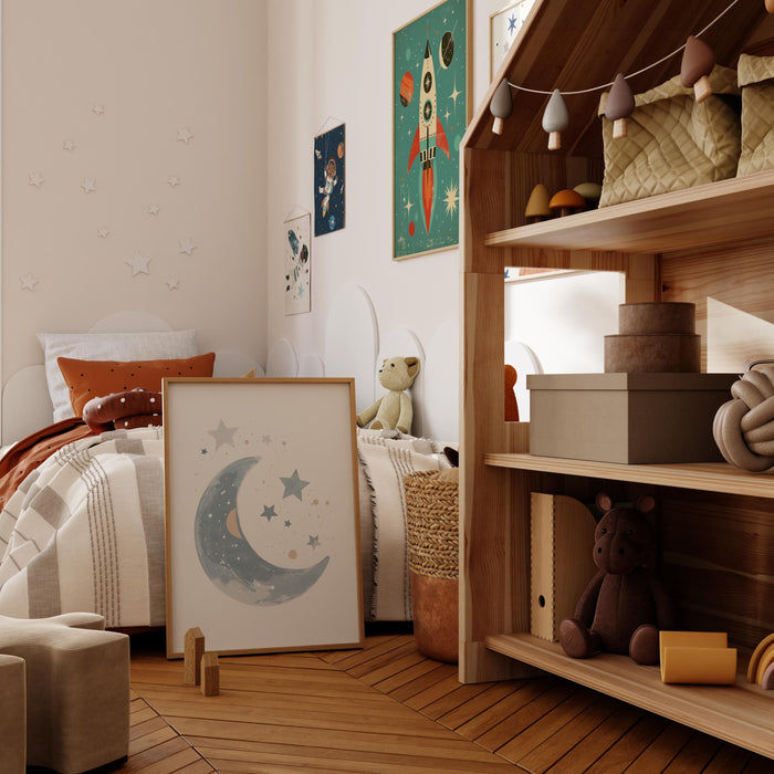 Astronaut Poster Kinderzimmer – Premium Baumwolle Print