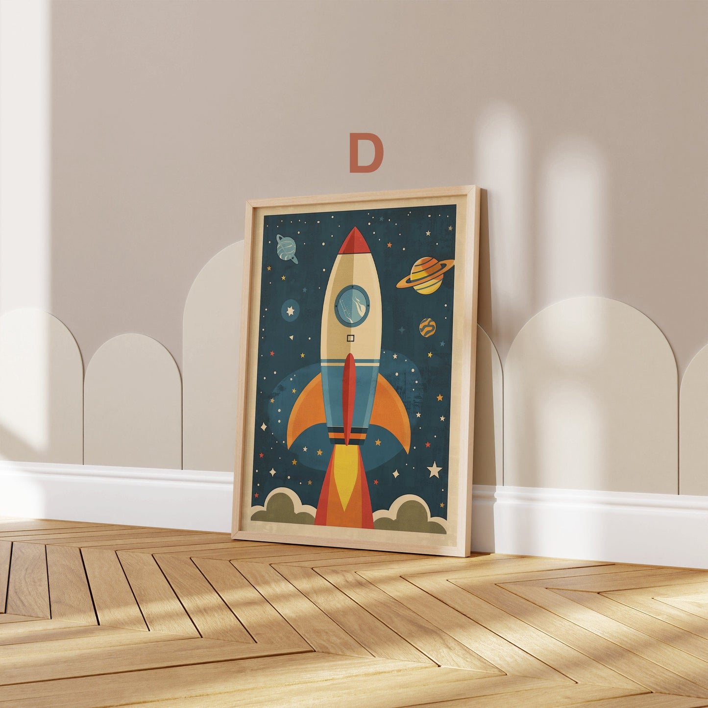 Astronaut Poster Kinderzimmer · Geschenkidee für Kinder · Kinderzimmer Deko · Weltraum Rakete & Planeten · Deko Print ohne Rahmen - justgoodmood